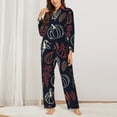 thumbnail image 3 of Disketp Pajamas Set Long Sleeve Sleepwear Womens Button Down Nightwear Pj Sets-Thanksgiving Seamless Pattern, 3 of 9