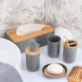 thumbnail image 5 of Gray Cotton Pad and Q-Tip Holder Padang with Bamboo Top - Organize in Style, Bathroom Vanity Organizer, 5 of 8