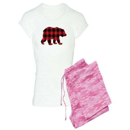 CafePress - Buffalo Plaid Bear - Women's Light Pajamas