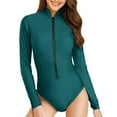 thumbnail image 1 of MDUKONU Women's Plus Size Full Coverage One Piece Square Neck Swimsuit Green L, 1 of 8