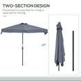 thumbnail image 4 of Outsunny 7.5ft Half Umbrella Patio Parasol Sun Shade, Crank Handle, Grey, 4 of 10