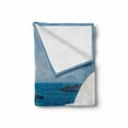 thumbnail image 2 of Travel Soft Flannel Fleece Throw Blanket, Hotel with White Stones Santorini Island Greece Landscape with Sea Art, Cozy Plush for Indoor and Outdoor Use, 50" x 70", Turquoise and White, by Ambesonne, 2 of 6