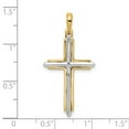 thumbnail image 2 of 18mm 10k Solid Gold Two-tone Fancy Religious Faith Cross Pendant Necklace Pendant for Women, 2 of 2