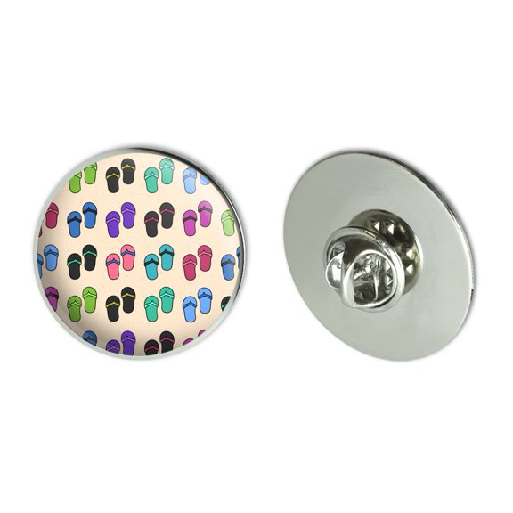 Fun Colorful Flip Flops on Sand Pattern Metal 1.1" Tie Tack Hat Lapel Pin Pinback