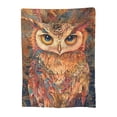 thumbnail image 5 of Colorful Mandala Owl Flannel Throw Blanket, Soft, Warm, Durable Artistic Blanket, for Bed, Couch & Travel, Machine Washable 50x40in, Striking Blue Eyes, 5 of 7