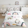 thumbnail image 2 of Catoon Rainbow Comforter Set Pink Love Heart Bedding Set Decor Cute Cloud Comforter Kawaii Stripes Polka Dots Theme White Duvet Set Bathroom Quilt Set Twin, 2 of 7