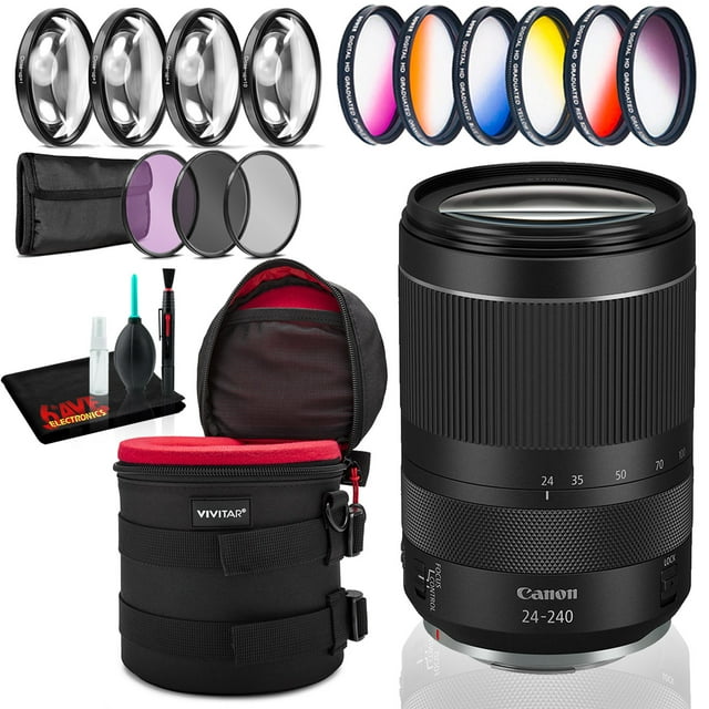 Canon RF 24-240mm f/4-6.3 IS USM Lens (Intl Model) with Lens Case and Filters