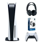 Sony Playstation 5 Disc Version Console with Black PULSE 3D Wireless Gaming Headset and Surge Dual Controller Charge Dock