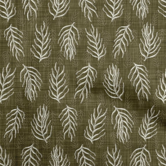 oneOone Viscose Chiffon Dark Olive Green Fabric Asian Dabu Print Fabric For Sewing Printed Craft Fabric By The Yard 42 Inch Wide