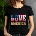 thumbnail image 5 of Love America T-Shirt | Patriotic USA Flag Graphic Tee for Men and Women, Maroon, L, 5 of 6