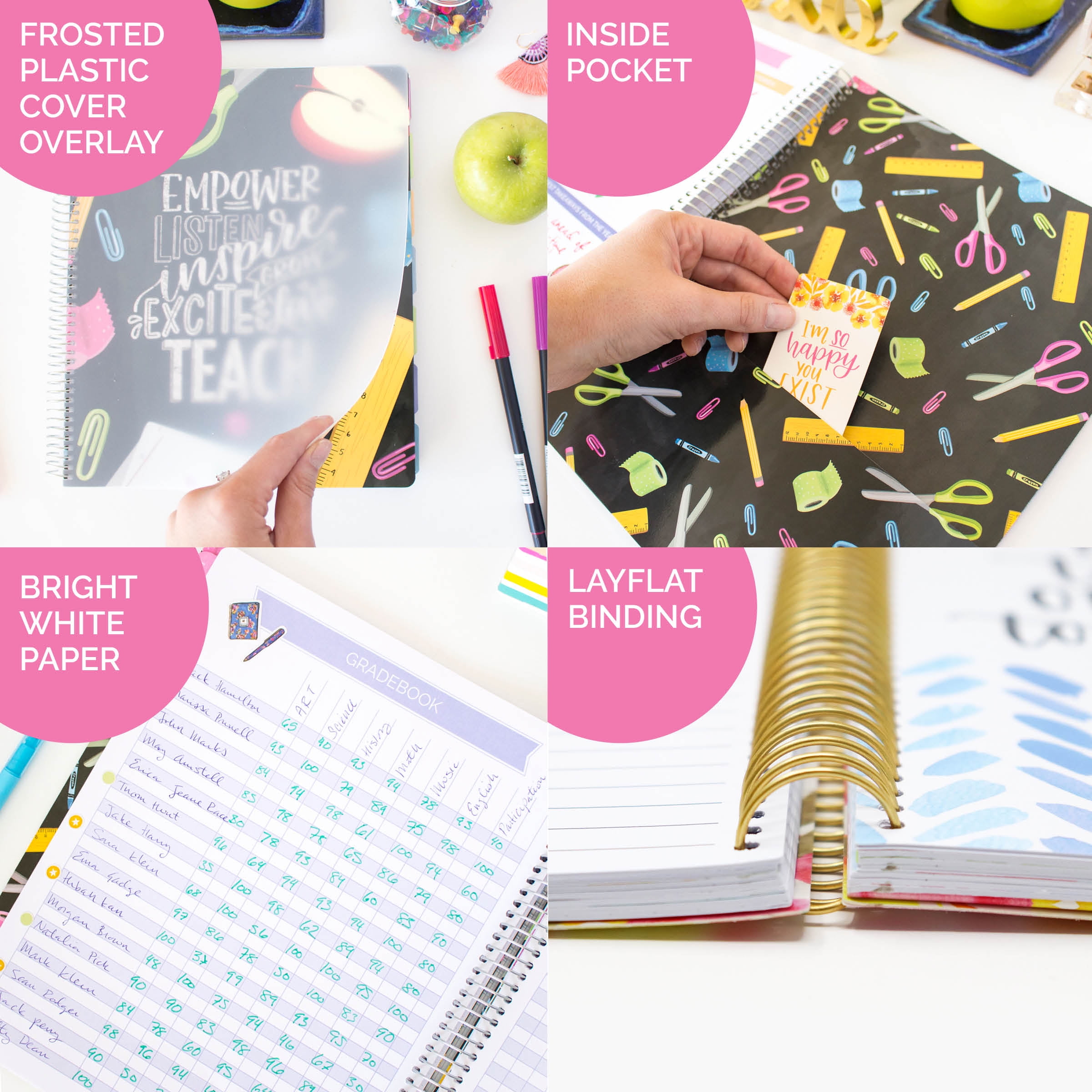 bloom daily planners Undated Teacher Planner & Calendar, Chalkboard, 9" x 11"