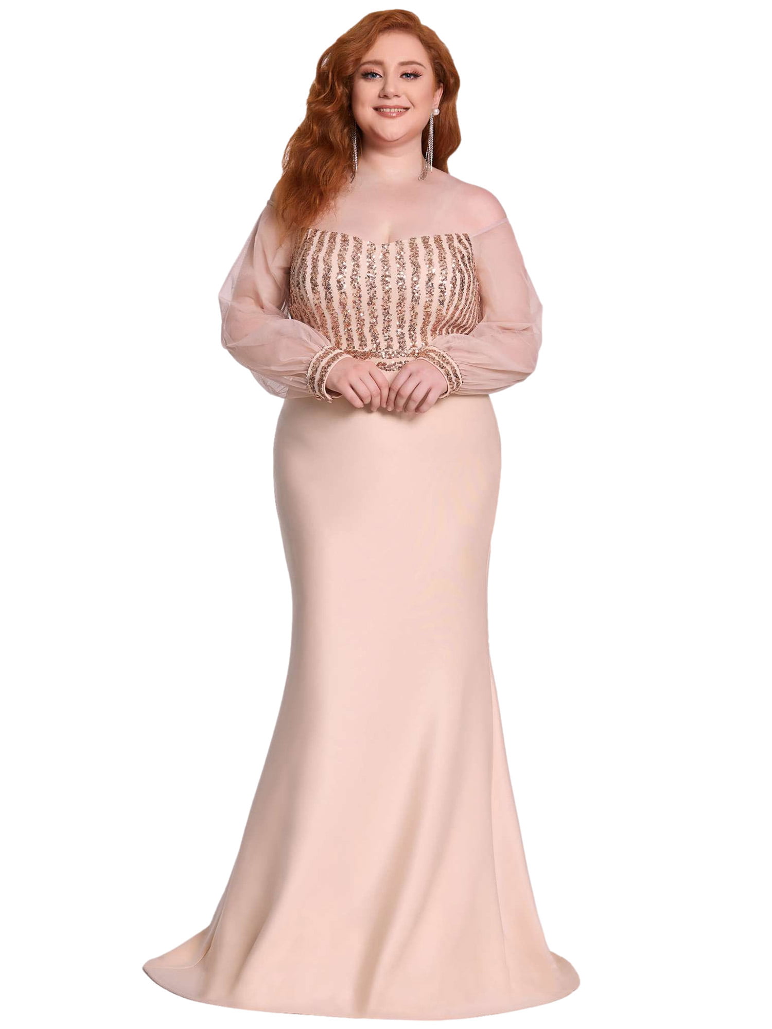 Sequin Long Bridesmaid Dresses Plus Size Formal Wedding Party Prom Evening Gowns 