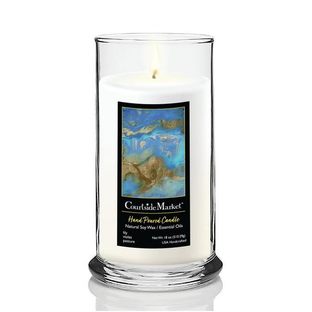 Courtside Market CAN-SA147-18S 18 oz Cobalt Sea Status Candle Glass, Clear