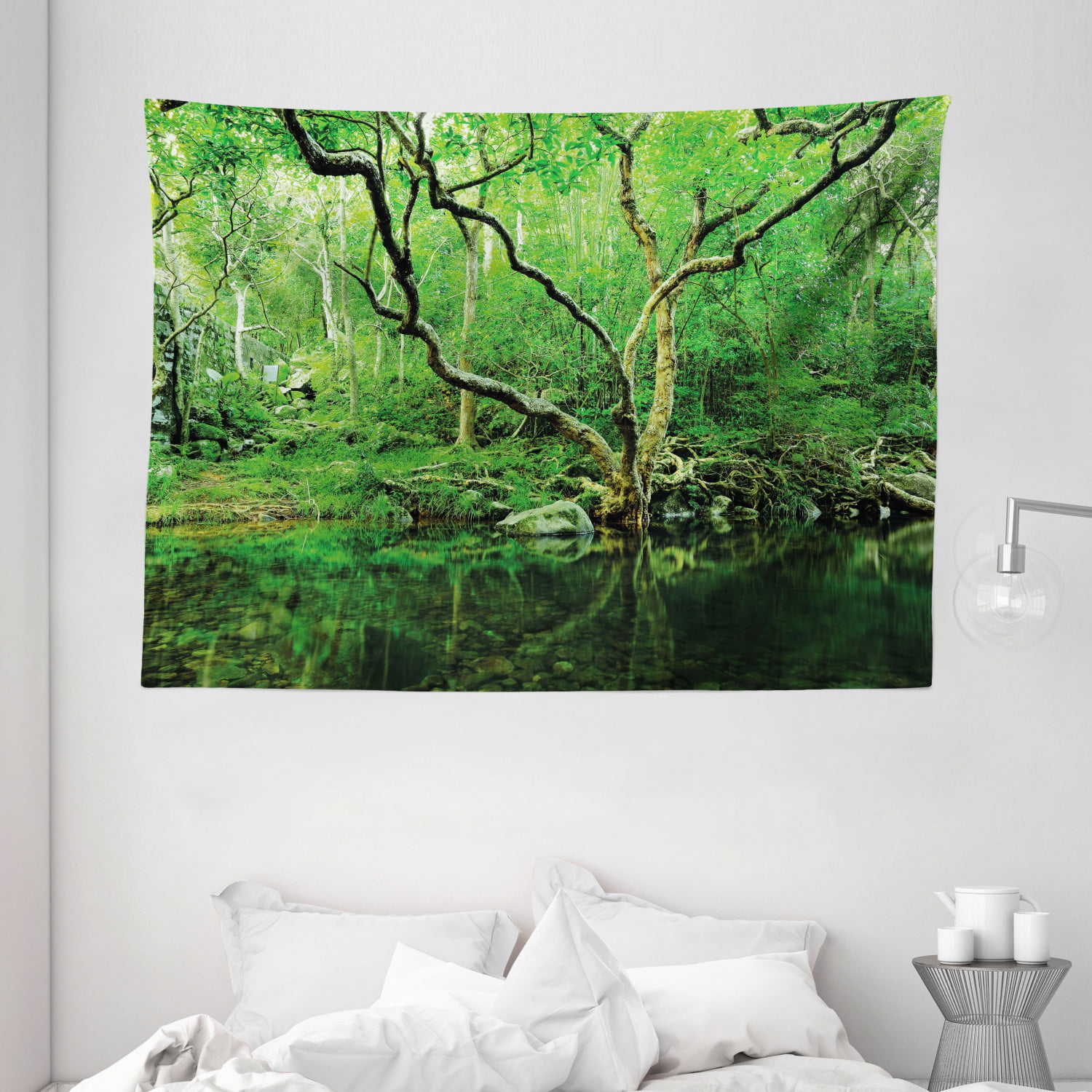 Fantasy Green Forest Tapestry Bedroom Living Room Dorm Decor Wall Hanging  80'' 