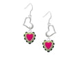 thumbnail image 2 of Delight Jewelry Silvertone Hot Pink & Silvertone Lime Green Heart with Black Ruffles Open Heart French Earrings, 2 of 4