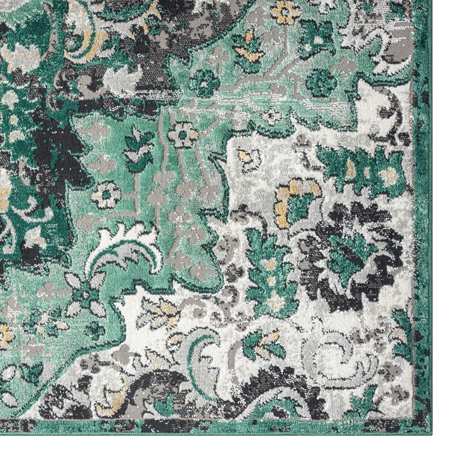 Luxe Weavers Moroccan Green 6x9 Medallion Area Rug, Floral Living Room Carpet