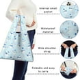 thumbnail image 5 of 5 Pack Foldable Shopping Bag,Light Blue Christmas Snowman Pattern Reusable Grocery Bags with Pockets,Large Reusable Tote Bags with Handles Waterproof & Lightweight, 5 of 6