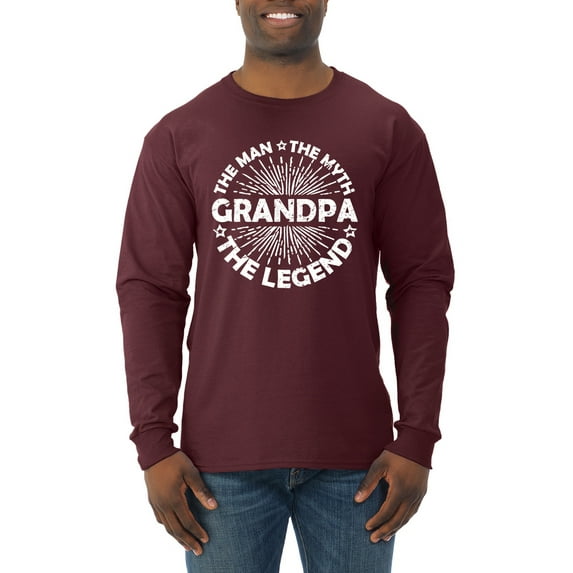 Wild Bobby, Grandpa Man Myth Legend Funny Dad Uncle Papa Dad Gift, Father's Day, Men Long Sleeve Shirt, Maroon, XX-Large