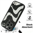 thumbnail image 2 of OOK For iPhone 15 Pro Max Case with Wrist Strap Kickstand, Cute Wavy Pattern Soft Silicone TPU Shockproof Protective Phone Case for Girls Women, Black, 2 of 6