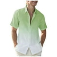 thumbnail image 2 of ALLLIST Mens Shirts Collared Short Sleeve Big And Tall with Pockets Button Down Shirts Casual Green Gradient Mens Clothing, 2 of 6