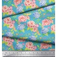 thumbnail image 3 of Soimoi Blue Velvet Fabric Periwinkle & Peony Floral Print Fabric by the Yard 58 Inch Wide, 3 of 3