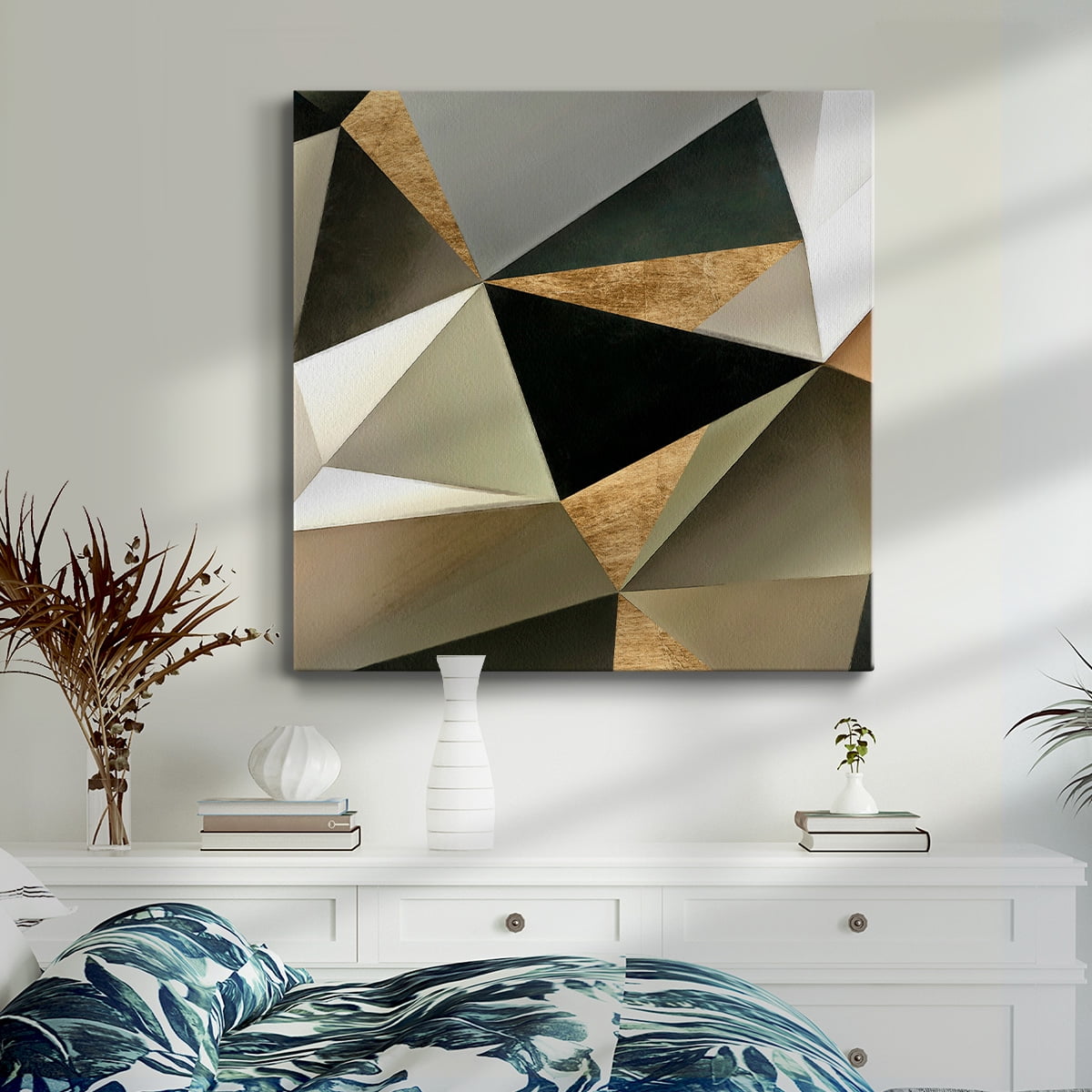 Wexford Home Gold Polygon Wall II-Premium Gallery Wrapped Canvas, 10" x 10" - Ready to Hang