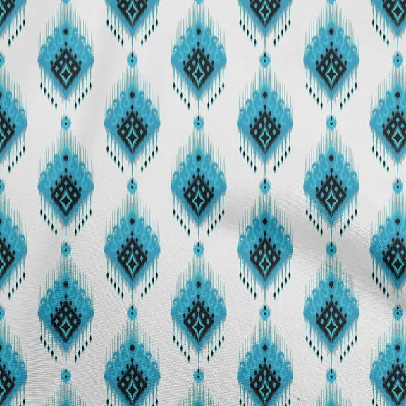 oneOone Polyester Lycra Iris Blue Fabric Ikat Quilting Supplies Print Sewing Fabric By The Yard 56 Inch Wide