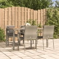 thumbnail image 1 of vidaXL 5 Piece Garden Dining Set with Cushions Grey Poly Rattan, 1 of 5