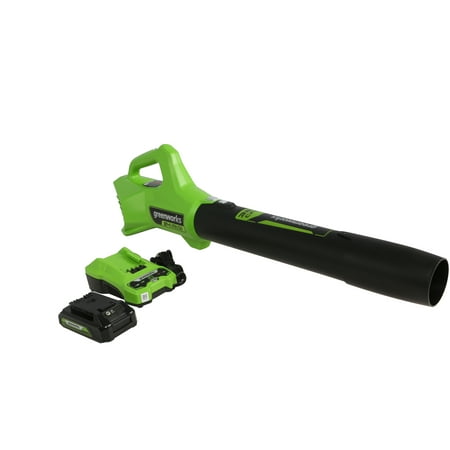 Greenworks POWERALL 24V 2Ah Cordless 320FM / 90MPH Axial Leaf Blower Kit with Battery and Charger Included