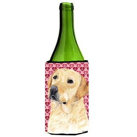 

Labrador Yellow Hearts Love Valentines Day Wine bottle sleeve Hugger