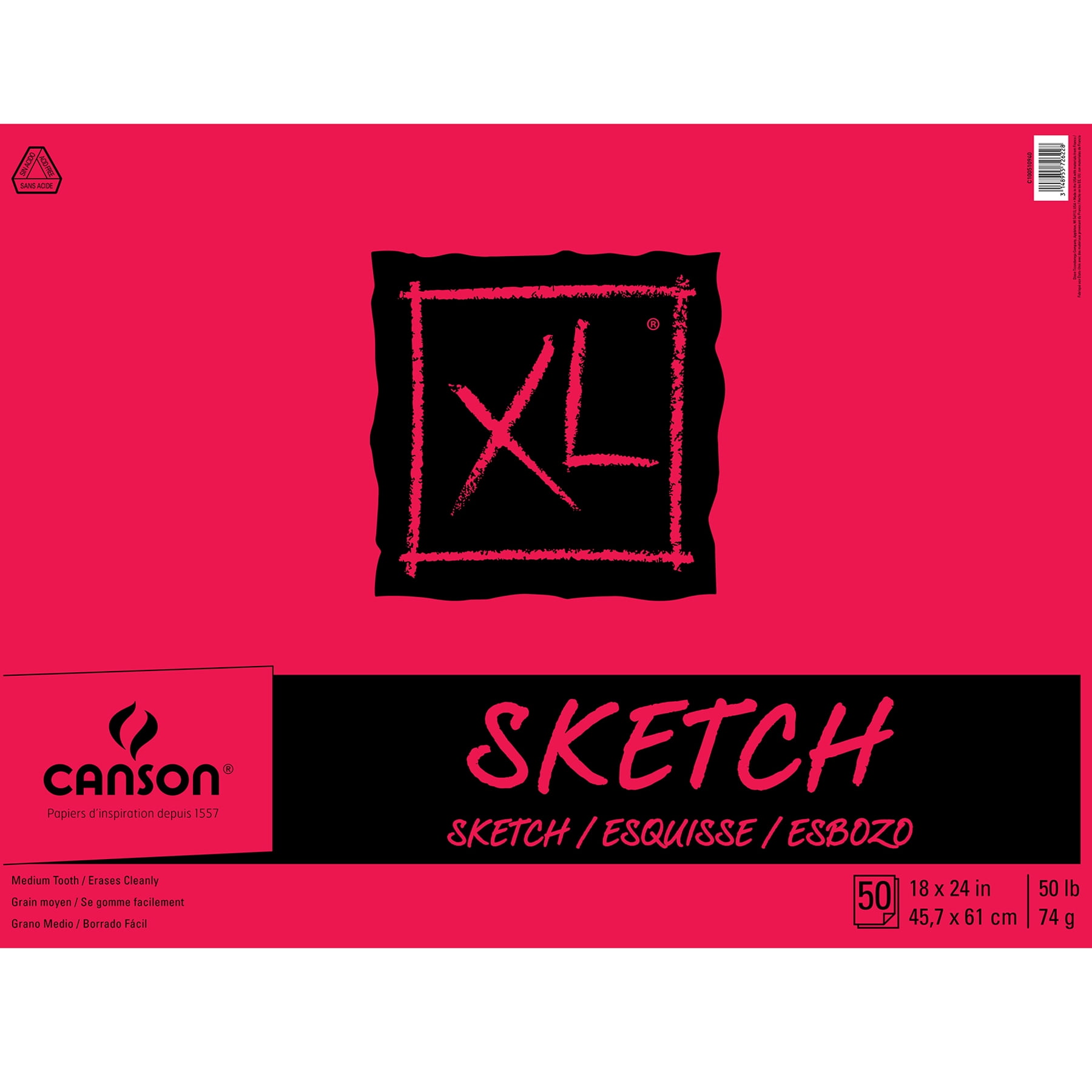 Canson XL Sketch Pad, 18 in x 24 in, 50 Sheet/Pad