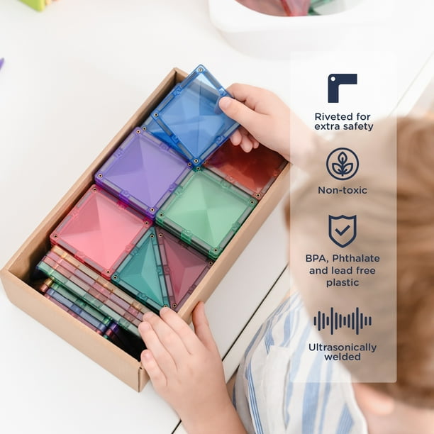 CONNETIX Magnetic Tiles, Pastel Starter Pack, 64 Pieces - Walmart.ca