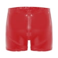 thumbnail image 3 of Lencería masculina, pantalones cortos de látex de charol, de entrepierna abierta, ropa interior tipo bóxer, cintura elástica, cremallera, botones, ropa de dormir, 3 of 5
