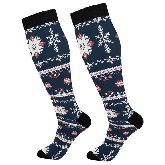 joogoo Ethnic Christmas Snowflake Long Socks Women Men Knee High Sock