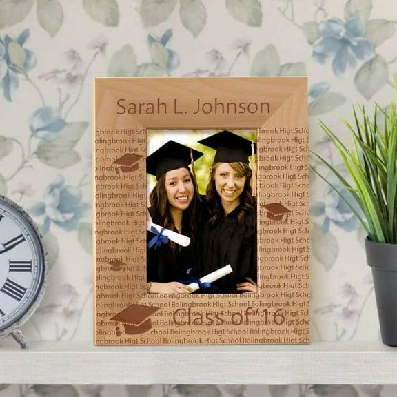 Graduating Class of This Year Personalized Wooden Picture Frame 3 1/2" x 5" Brown (Vertical)