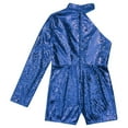 thumbnail image 5 of YONGHS Women's Sequin Romper Sparkly One Piece Halter One Shoulder Jumpsuit Disco Party Outfit Royal Blue XXL, 5 of 7