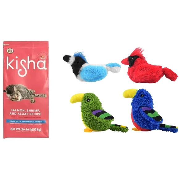 Paquete Kisha 12 kg + 1 juguete sonido de ave real con catnip Fancy pets