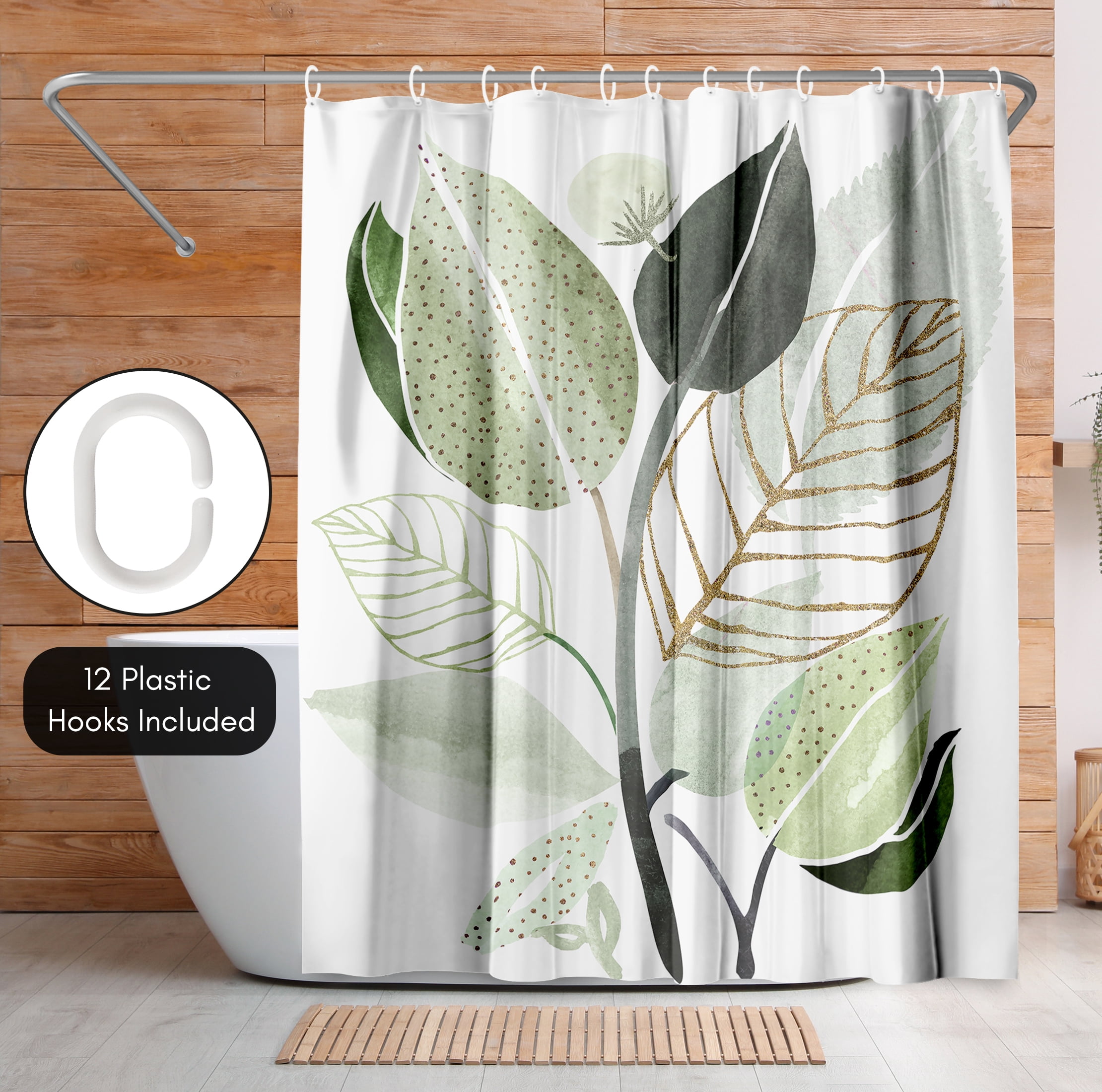 Americanflat 71x74 Forest Bouquet Shower Curtain - 100% Polyester Shower Curtain