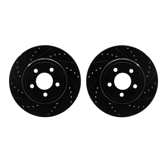 Dynamic Friction Company Rear Brake Rotors-Drilled and Slotted-Black 8002-39020