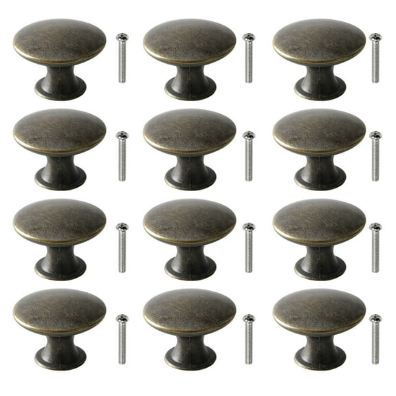 12 Pcs Bronze Drawer Knobs, Kitchen Cabinet Dresser Knobs, Vintage Round Handles