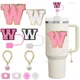thumbnail image 1 of 10 piezas diseñadas para accesorios de Stanley Cup de 30 y 40 oz, cubierta de pajita de silicona, dije de manija con letra de identificación con nombre inicial, 1 of 6