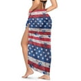 thumbnail image 2 of FKELYI Sarong Cover Up for Women Swimwear Cover-Up Grunge American FLag Dog Paw Print Chiffon Fabric Beach Coverup Soft Swimsuit Pareo Long Beach Wraps for Lady Summer, 2 of 6