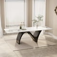 thumbnail image 5 of Modern Dining Table for 6, Sintered Stone Dining Tabletop with Unique N-Shaped Metal Base, 71" Rectangle Dining Table for Dining Room Table Kitchen (Table Only), 5 of 6