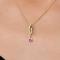thumbnail image 3 of Gem Stone King 14K Yellow Gold Pink Created Sapphire and Lab Grown Diamond Pendant Necklace for Women | 0.58 Cttw | Gemstone September Birthstone | Round 5MM | With 18 inch Chain, 3 of 6