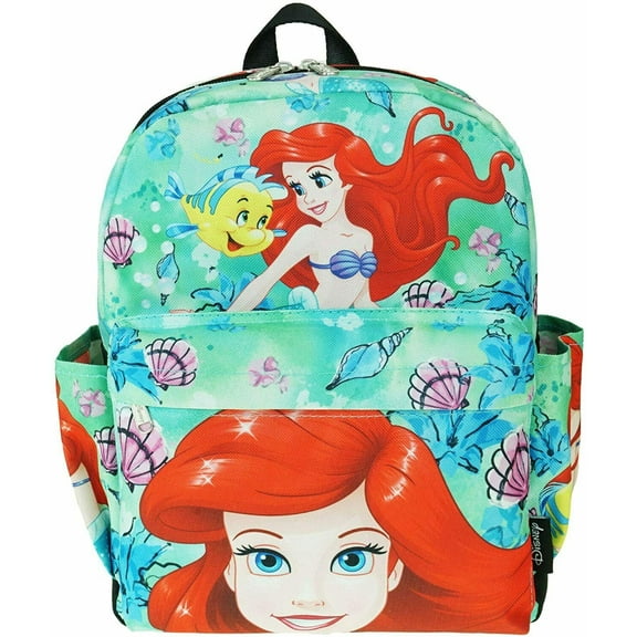 Disney The Little Mermaid Ariel & Flounder 12" Deluxe Print Daypack Backpack Bag
