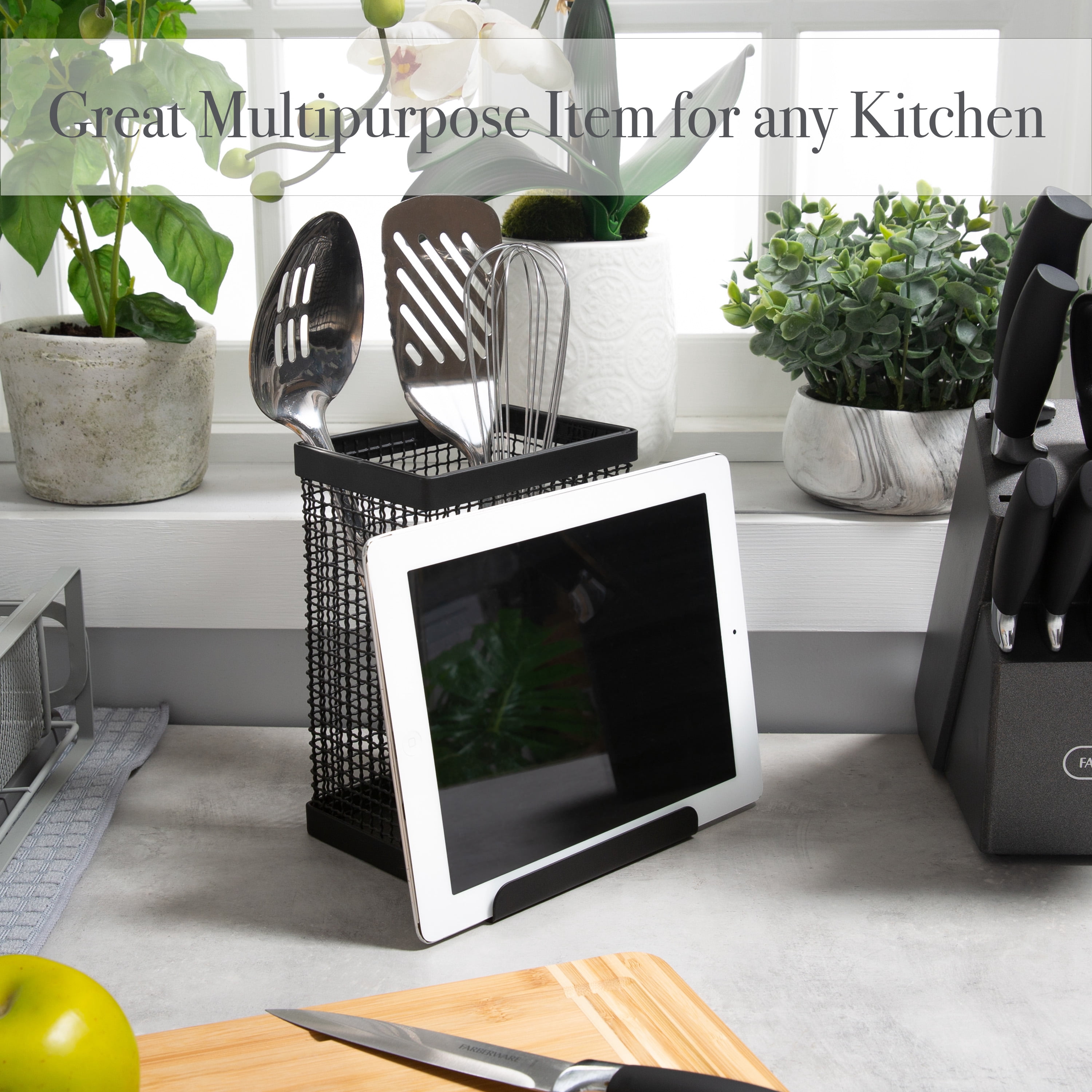 Kitchen Details Industrial Collection Tablet and Utensil Holder in Matte Black