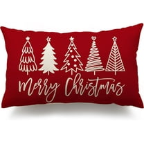 Merry Christmas Pillow Cover 12x20 Farmhouse Christmas Throw Lumbar Pillow Cover Decorations Christmas Tree Holiday Decor Case for Home Couch