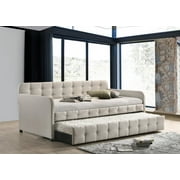 HMD Fulham Upholstered Twin Daybed with Trundle, Beige