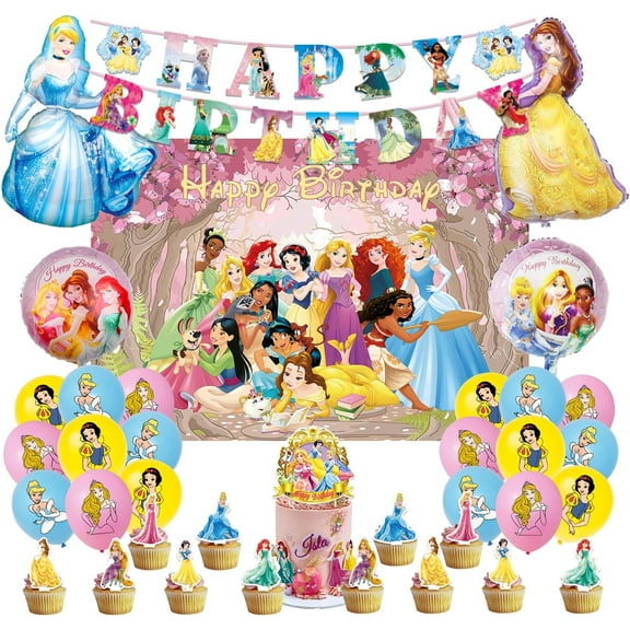 Princess Birthday Party Decoration Supplies Princess Background Balloon Cake Topper Decoration Princess Birthday Party Decoration Supplies