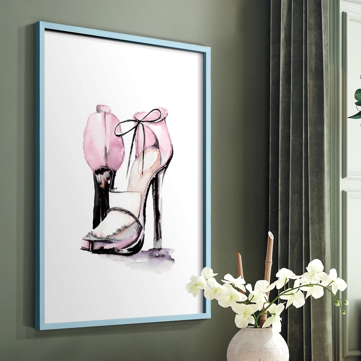 Loafer Heel in Blue Solid Wood 11 x 14 Framed Print